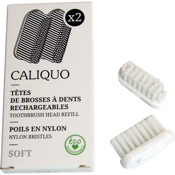2 recharges pour brosse à dents Caliquos souple ou medium