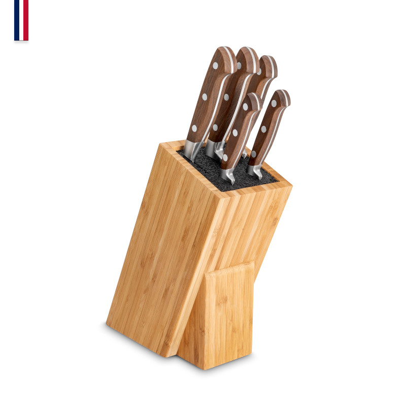 Bloc de 5 couteaux manche bois