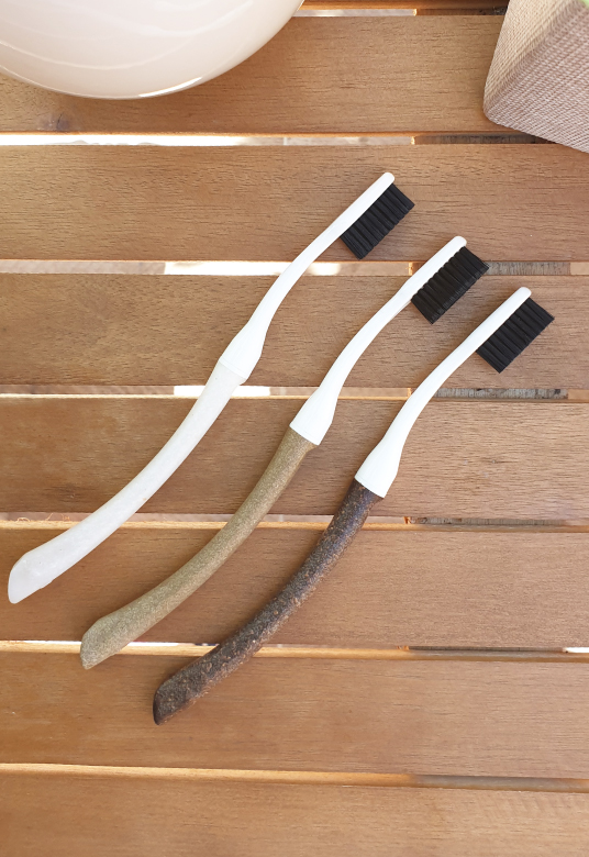 brosse a dent coquille st jacque , lin, liège